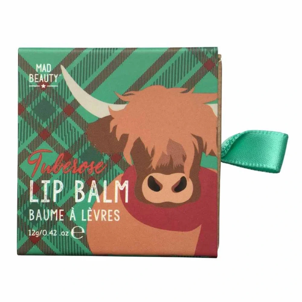 NWT Mad Beauty Tuberose Lip Balm Tin Scottish Scotland Highland Cow